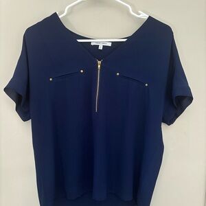 Navy Blue V-Neck Top